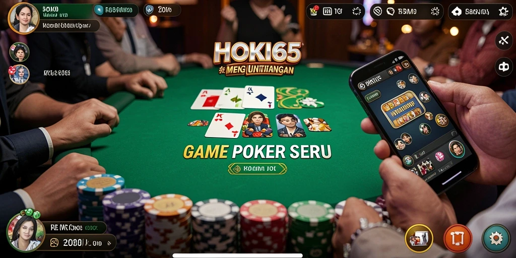 Screenshot utama HOKI65 menampilkan gameplay poker yang seru.