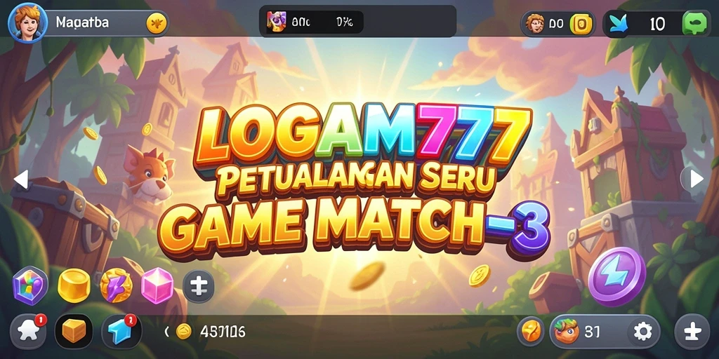 Tampilan colorful gameplay LOGAM777 dalam permainan Match-3.