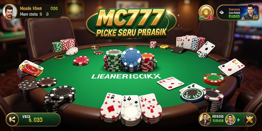 Screenshot menunjukkan gameplay poker yang intens dan menarik.