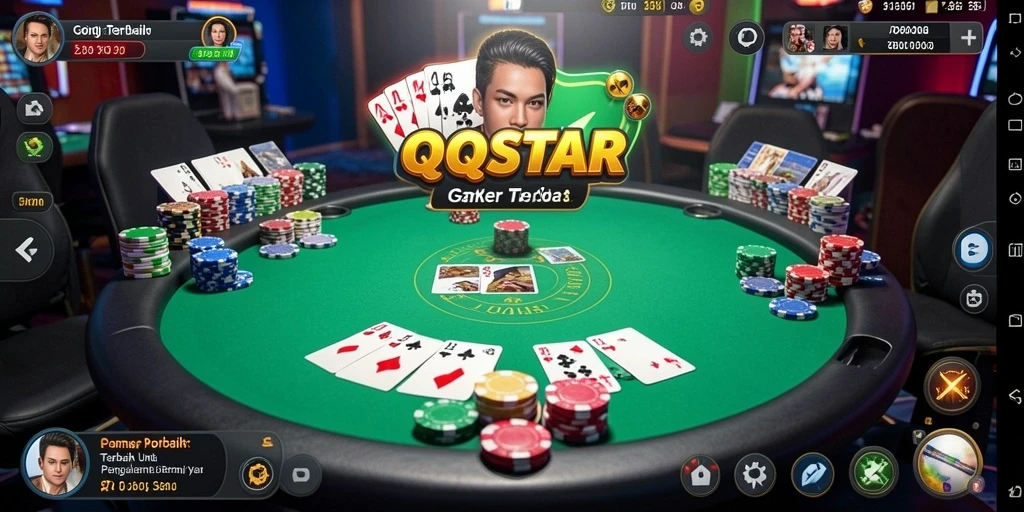 Screenshot gameplay QQSTAR menampilkan aksi seru permainan Poker.
