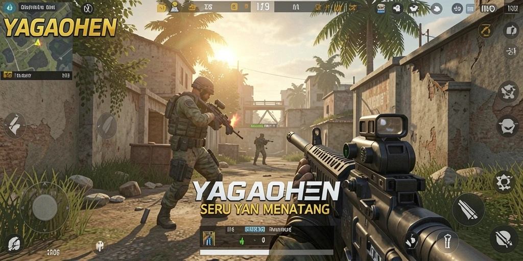 Gameplay YAGAOHEN menampilkan aksi tembak-menembak yang intens.