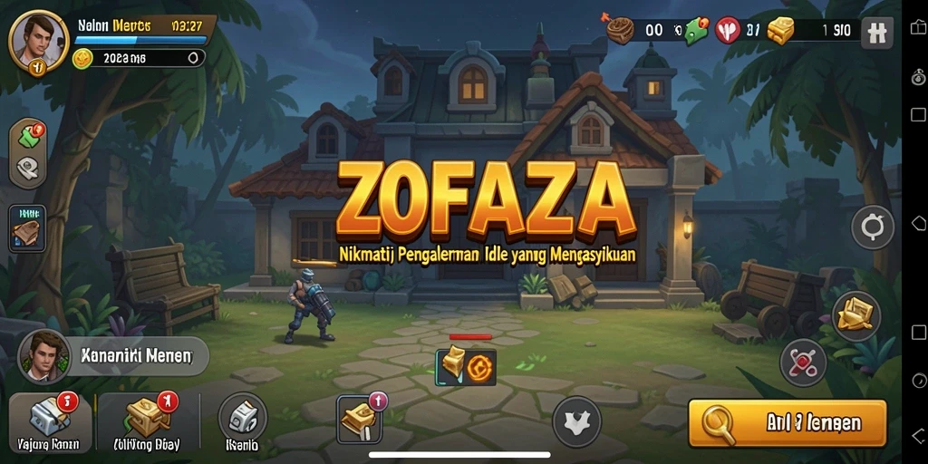 Screenshot ZOFAZA menampilkan gameplay Idle yang mengasyikkan.